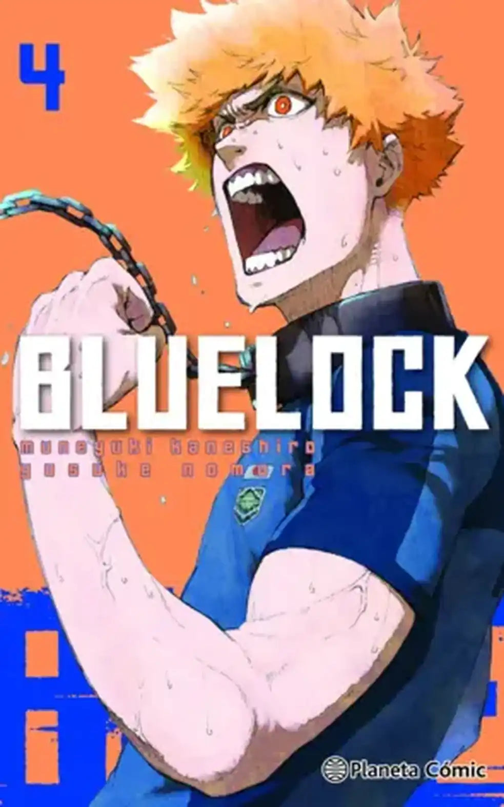 Portada de Blue Lock 4, de Muneyuki Kaneshiro y Yusuke Nomura. Manga publicado por Planeta Cómic.
