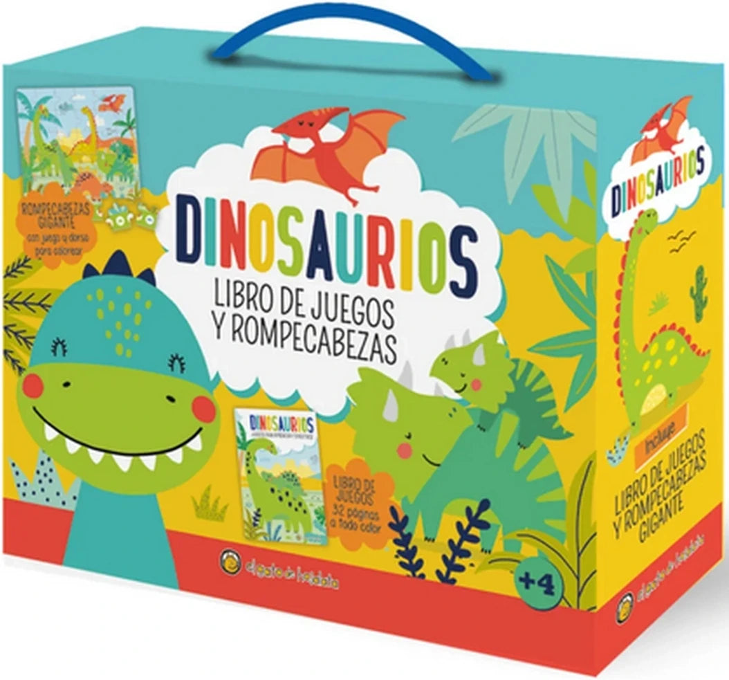 Portada de Dinosaurios. Libro de juegos y rompecabezas