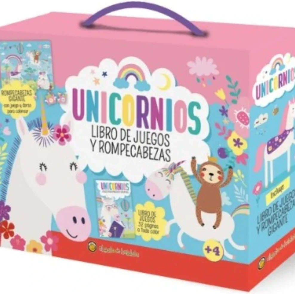 Portada de Unicornios: libro de juegos y rompecabezas