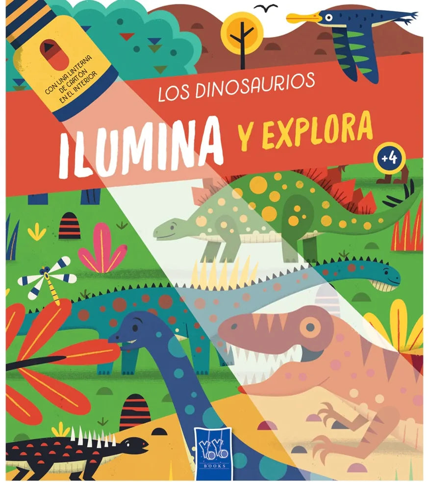 Portada de Ilumina y explora los dinosaurios