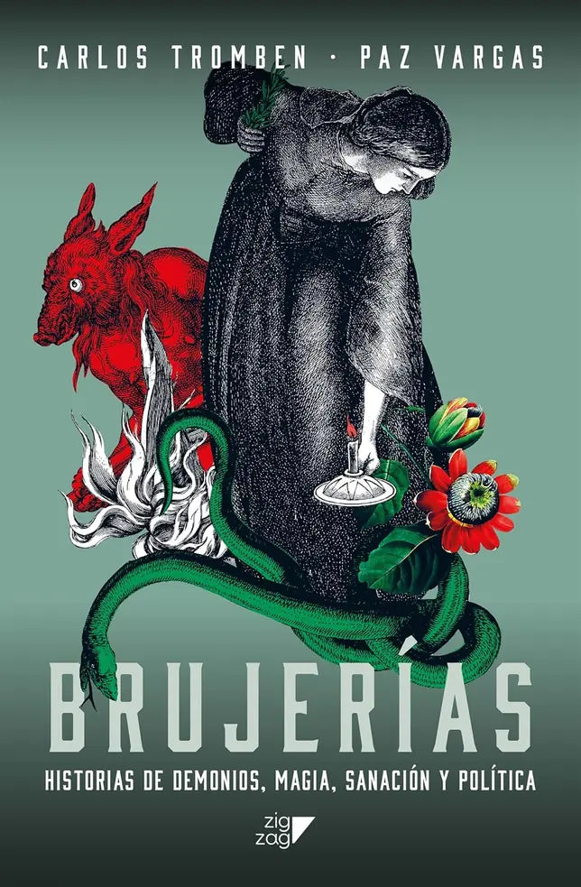 Portada de Brujerías. Historias de demonios, magia, sanación y política - Carlos Tromben y Paz Vargas. ISBN 9789561239166