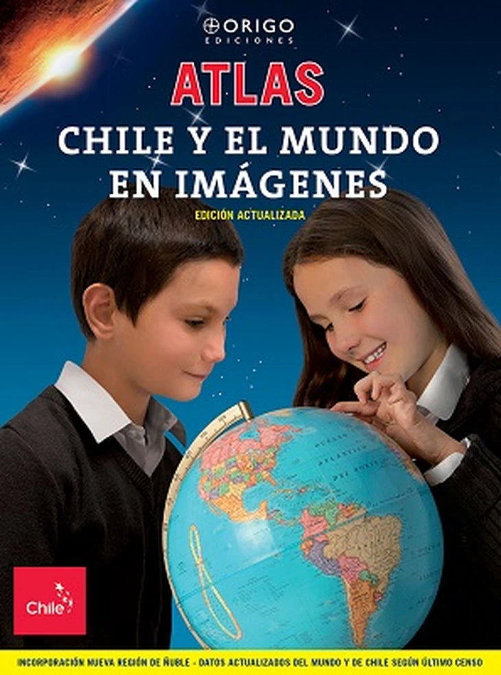 Portada de libro Atlas Chile y el mundo en imágenes. Nueva edición, de Pilar Cereceda y Ana María Errázuriz