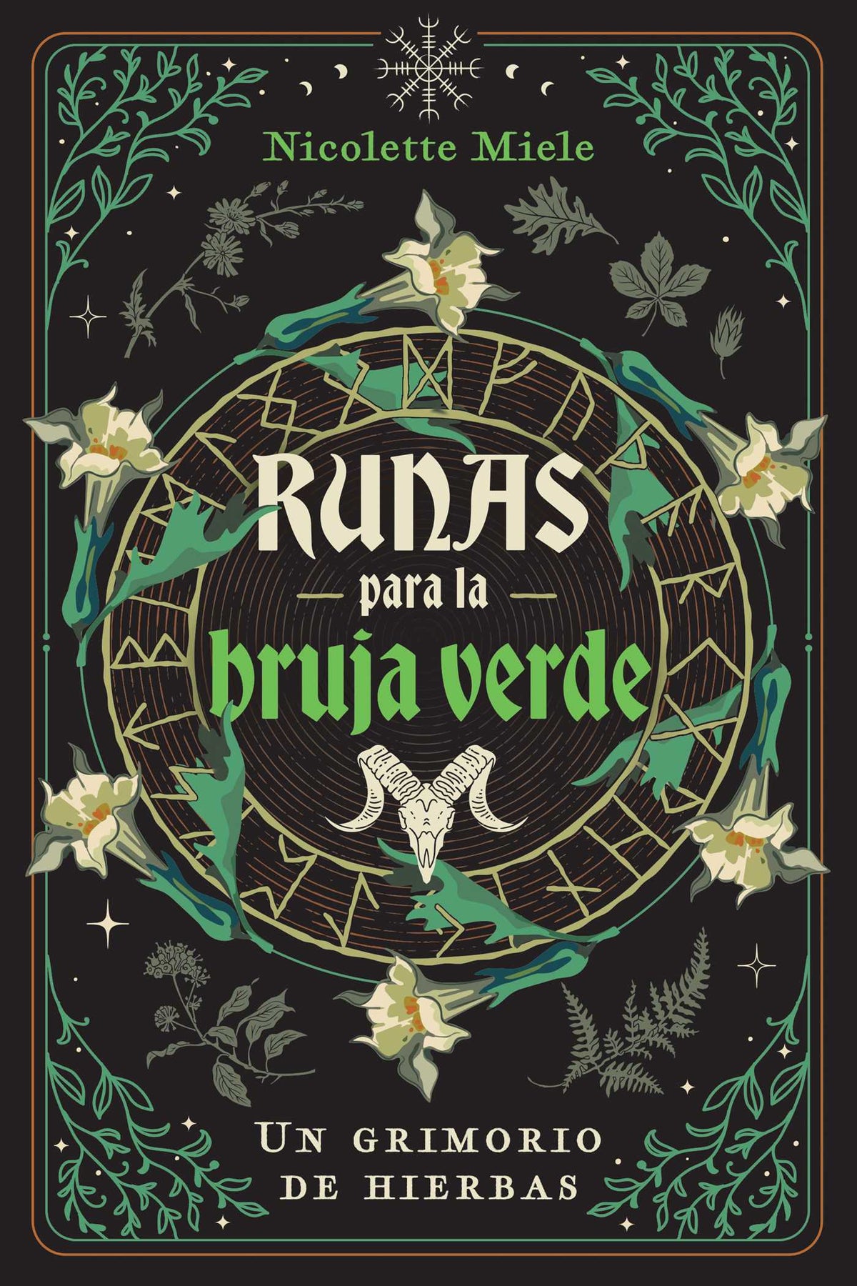 Portada de libro Runas para la bruja verde, de Nicolette Miele
